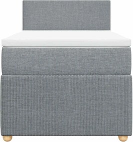 vidaXL Κρεβάτι Boxspring με Στρώμα Ανοιχτό Γκρι 90x190 εκ. Υφασμάτινο