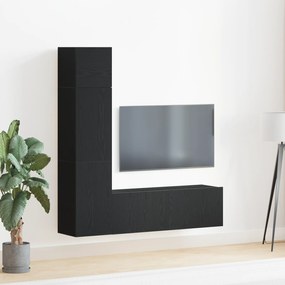 vidaXL Σετ 3 τεμαχίων τοίχου TV σε Μαύρη Δρυς