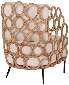 Πολυθρόνα Ringer Από Rattan-Μέταλλο Φυσικό Χρώμα 65x69x86Y εκ.