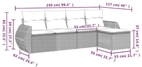 vidaXL Σετ Καναπέ Κήπου 5 Τεμαχίων Μαύρο Συνθετικό Ρατάν με Μαξιλάρια