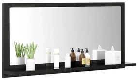 vidaXL Καθρέφτης Μπάνιου Γυαλιστερό Μαύρο 80x10,5x37 εκ. Μοριοσανίδα