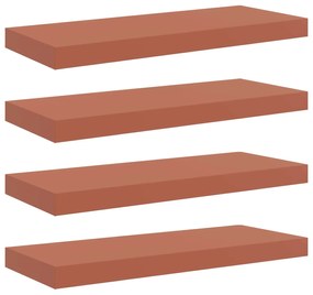 vidaXL Ράφι Τοίχου 4 pcs Κόκκινο 50 x 23 x 4 εκ. Επεξεργασμένο ξύλο