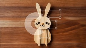 Intra Συλλεκτικό Ξύλινο Παζλ Plywood  4mm - Ξύλινο λαγουδάκι στο τραπέζι Σε Ξύλινο Κουτί - Διαστάσεις: 10x10 cm – 25 κομμάτια