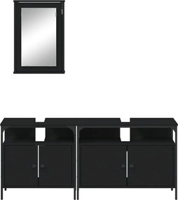 vidaXL Σετ Επίπλων Μπάνιου 3 Τεμαχίων Μαύρο από Τεχν. Ξύλο