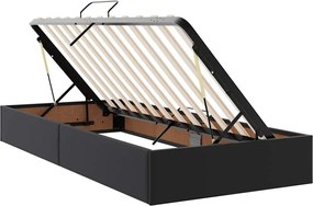 vidaXL Κρεβάτι Αποθήκης με στρώμα Μαύρο 100 x 200 cm Τεχνητό Δέρμα