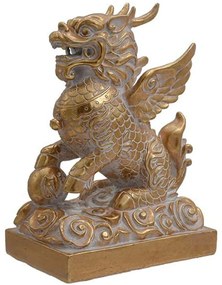 Διακοσμητική Φιγούρα Dragon 281-224-033 20x13x30cm Gold Πολυρεσίνη