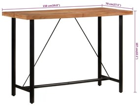 Τραπέζι Μπαρ 150 x 70 x 107 εκ. από Μασίφ Ξύλο Ακακίας &amp; Σίδηρο - Καφέ