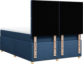vidaXL Κρεβάτι Boxspring με Στρώμα Μπλε 160x200 εκ. Υφασμάτινο
