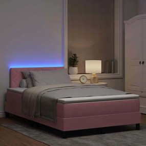 vidaXL Κρεβάτι με ελατήρια με κεφαλάρι Ροζ 120 x 200 cm Βελούδο
