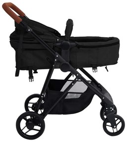 vidaXL Καροτσάκι Μωρού 3 σε 1 Ανθρακί / Μαύρο Ατσάλινο