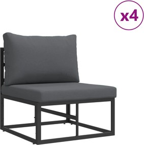 vidaXL Σετ Καναπέ Κήπου με μαξιλάρι 9 pcs Μαύρο Ατσάλι