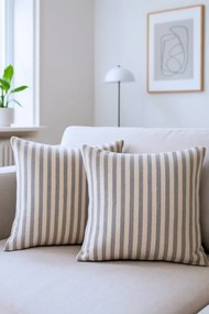 Stewehome Σετ 2 τεμαχίων ριγέ μαξιλαροθήκες από βαμβάκι και λινό 43x43 cm