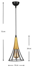 Φωτιστικό οροφής Havana Megapap E27 μεταλλικό μονόφωτο χρώμα μαύρο - χρυσό 18x18x72εκ.