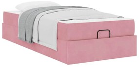vidaXL Σκελετός Κρεβατιού με στρώμα Ροζ 90 x 200 cm Βελούδο