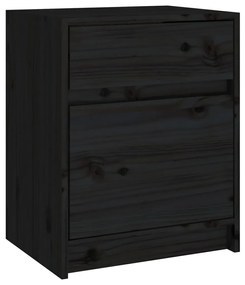 vidaXL Κομοδίνα 2 τεμ. Μαύρα 40 x 31 x 50 εκ. από Μασίφ Ξύλο Πεύκου