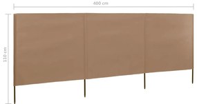 vidaXL Προστατευτικό Αέρα με 3 Πάνελ Taupe 400 x 80 εκ. Υφασμάτινο