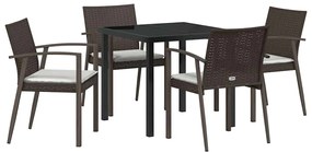 vidaXL Σέτ φαγητού για κήπο 5 pcs Καφέ Πολυ ράταν