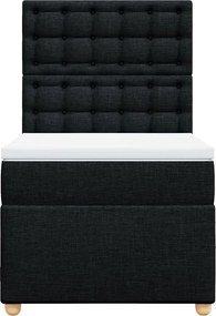 vidaXL Κρεβάτι Boxspring με Στρώμα Μαύρο 90x190 εκ.Υφασμάτινο