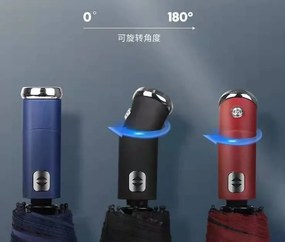 Αυτόματη ομπρέλα σπαστή με φακό LED - 10K - Tradesor - 585670 - Blue
