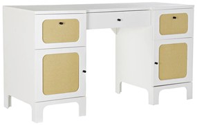 Γραφείο DKD Home Decor Έλατο Λευκό ρατάν (140 x 50 x 76 cm)