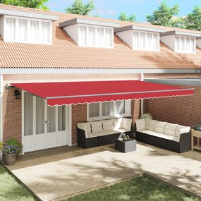 vidaXL Αυτόματη Ανασυρόμενη Τέντα Κόκκινη 600x300 cm