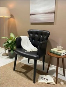Stewehome πολυθρόνα από δέρμα με ξύλινα πόδια 60x60 cm