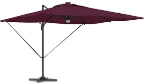 vidaXL Cantilever Roma Parasol με LEDs Μπορντό 286x285x270 εκ. Αλουμίνιο