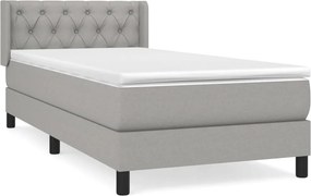 vidaXL Κρεβάτι Boxspring με Στρώμα Ανοιχτό Γκρι 80x200 εκ. Υφασμάτινο