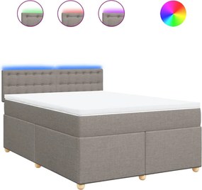 vidaXL Κρεβάτι Boxspring με Στρώμα Taupe 140x200 εκ. Υφασμάτινο
