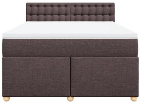 vidaXL Κρεβάτι Boxspring με Στρώμα Σκούρο Καφέ 160x200 εκ Υφασμάτινο