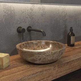 KARAG ELENA Grey Νιπτήρας Επικαθήμενος Γκρι Πέτρινος Ø40x12cm