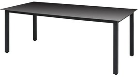 vidaXL Τραπέζι Κήπου Μαύρο 190 x 90 x 74 εκ. από Αλουμίνιο / Γυαλί