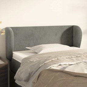 Κεφαλάρι με Πτερύγια Ανοιχτό Γκρι 93x23x78/88 εκ. Βελούδινο 3116900