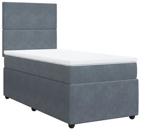 ΚΡΕΒΑΤΙ BOXSPRING ΜΕ ΣΤΡΩΜΑ ΣΚΟΥΡΟ ΓΚΡΙ 90X190 ΕΚ. ΒΕΛΟΥΔΙΝΟ 3294509