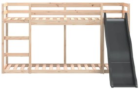 vidaXL Κουκέτα με Τσουλήθρα/Σκάλα 90x200 εκ. από Μασίφ Ξύλο Πεύκου