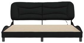vidaXL Πλαίσιο Κρεβατιού με LED Μαύρο 180x200 εκ. Υφασμάτινο