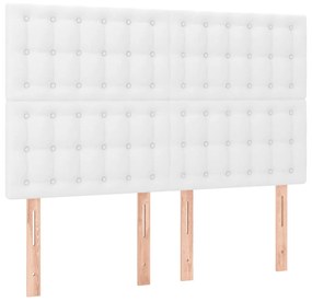 vidaXL Κρεβάτι Boxspring με Στρώμα Λευκό 140x200εκ.από Συνθετικό Δέρμα