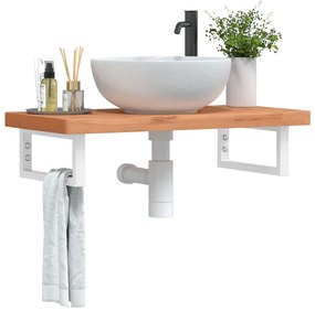 Ράφι Νιπτήρα Τοίχου από Ατσάλι / Μασίφ Ξύλο Οξιάς