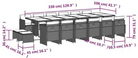 vidaXL Σετ Τραπεζαρίας Κήπου 17 τεμ Μικτό Μπεζ Συνθ. Ρατάν & Μαξιλάρια