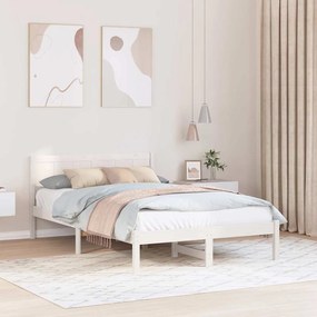 vidaXL Σκελετός Κρεβατιού Λευκό 135 x 190 cm Μασίφ ξύλο πεύκου