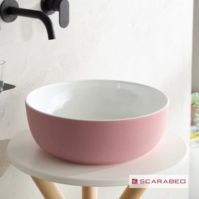 SCARABEO Glam 1807-SER Eπικαθήμενος Νιπτήρας Πορσελάνης Pois Pink  Ø39εκ