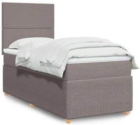 vidaXL Κρεβάτι Boxspring με Στρώμα Taupe 90x200 εκ. Υφασμάτινο