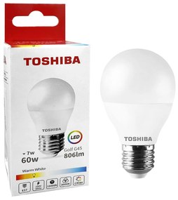 Λάμπα led Toshiba για Ντουί e27 Θερμό Λευκό 230v N_std g45 e27 7w 3000k Γωνία Δέσμης 180 Μοίρες  Toshiba 00168858 88-452