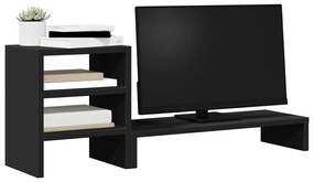 vidaXL Βάση Οθόνης με Organiser Γραφείου Μαύρη από Επεξεργασμένο Ξύλο