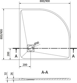 Mexen Bert ντουζιέρα ημικυκλική SMC 90 x 90 cm, λευκή - 4KR109090
