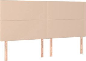 vidaXL Κρεβάτι Boxspring Στρώμα&amp;LED Καπουτσίνο 200x200 εκ. Συνθ. Δέρμα