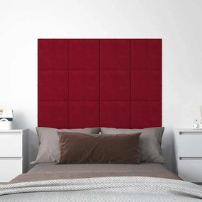 vidaXL Πάνελ Τοίχου 12 τεμ. Μπορντό 30 x 30 εκ. 1,08 μ² Βελούδινα