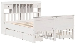 Κρεβάτι Βιβλιοθήκη Χωρίς Στρώμα 160x200 εκ Μασίφ Ξύλο Πεύκου - Λευκό