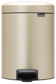 Κάδος με πεντάλ Brabantia NewIcon 1003198, 5 L, Ομαλό κλείσιμο, Αντιολισθητική βάση, Μεταλλικό χρυσό