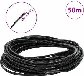 vidaXL Δερμάτινο σχοινί 1 Μαύρο Ø2,5 χιλ. x 50 μ. Δέρμα